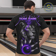Load image into Gallery viewer, Custom Black and Purple Lion Bowling Polo, Quarter Zip shirts for Men, Lion Team Bowling Jerseys NQS10586