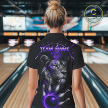 Load image into Gallery viewer, Custom Black and Purple Lion Bowling Polo, Quarter Zip shirts for Women, Lion Team Bowling Jerseys NQS10586