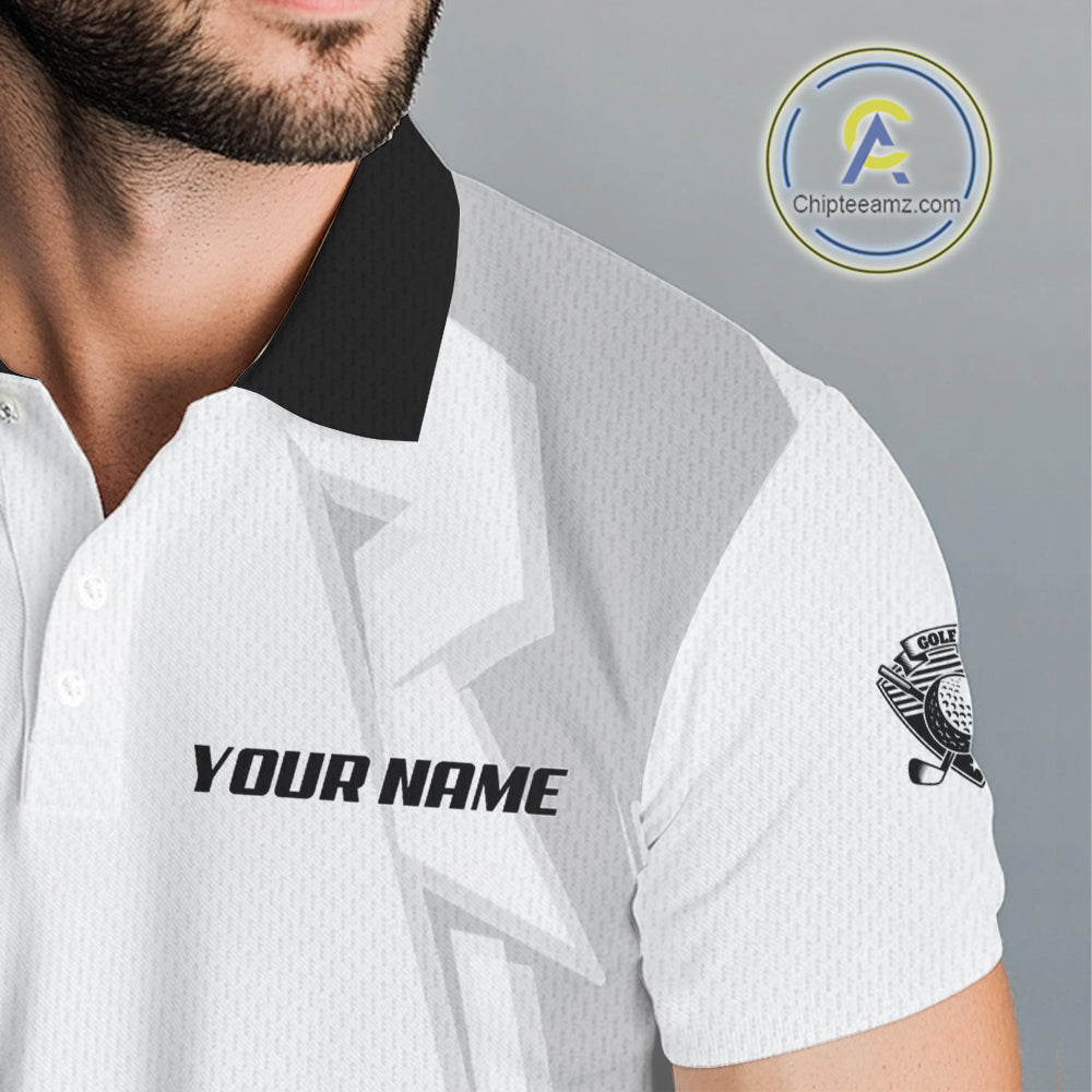 Mens golf polo shirts custom white and black golf tops for men, best golf gifts NQS10061