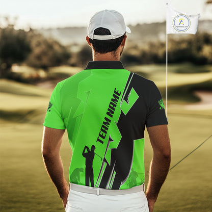 Mens golf polo shirts custom green and black golf tops for men, best golf gifts NQS10063