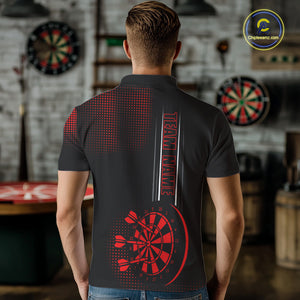 Personalized Black and Red Darts Polo, Quarter Zip Shirt For Men Custom Dart Outfit Team Jerseys NQS10593