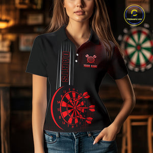 Personalized Black and Red Darts Shirt For Women Custom Dart Outfit Team Jerseys NQS10593