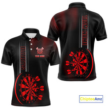 Load image into Gallery viewer, Personalized Black and Red Darts Polo, Quarter Zip Shirt For Men Custom Dart Outfit Team Jerseys NQS10593