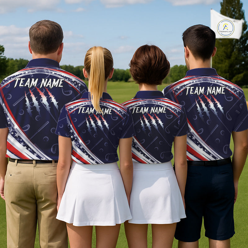 American Flag Camo Golf Polo Shirts For Men Custom patriotic mens golf shirts, golfer gifts | Navy NQS11181