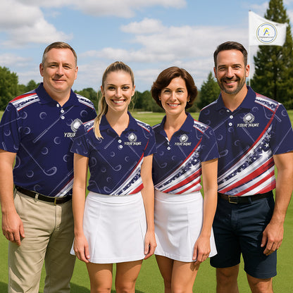American Flag Camo Golf Polo Shirts For Men Custom patriotic mens golf shirts, golfer gifts | Navy NQS11181
