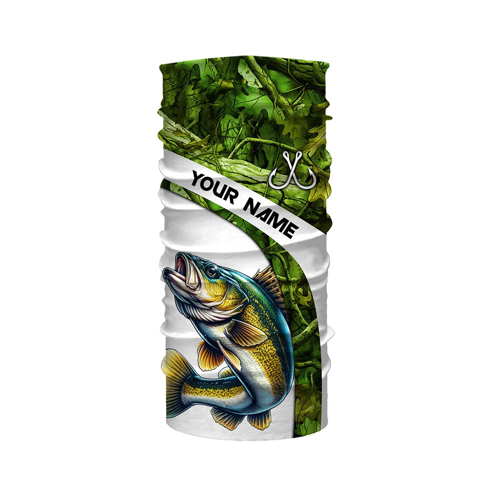 Walleye fishing Green Camo UV protection Custom long sleeve fishing shirts, Walleye tournament jerseys NQS5131