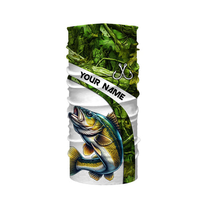 Walleye fishing Green Camo UV protection Custom long sleeve fishing shirts, Walleye tournament jerseys NQS5131