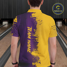 Load image into Gallery viewer, Yellow and Purple Bowling Polo, Quarter Zip shirts for Men Custom Bowling Team Jerseys NQS10222
