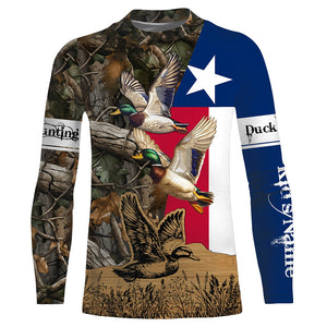 Duck Hunting Camo Texas Flag Custom hunting shirts - personalized apparel gift for hunting lovers NQS672