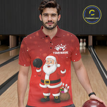 Load image into Gallery viewer, Funny Santa Bowling Red Christmas snowflake pattern Men&#39;s Bowling shirts Custom Xmas Bowling Outfits NQS10992