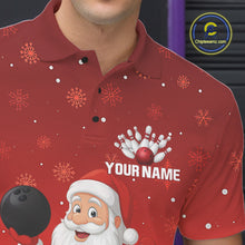 Load image into Gallery viewer, Funny Santa Bowling Red Christmas snowflake pattern Men&#39;s Bowling shirts Custom Xmas Bowling Outfits NQS10992