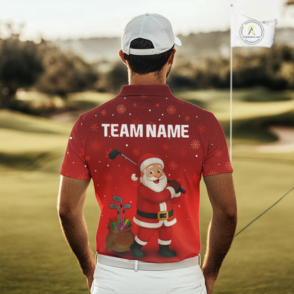 Funny Santa Golf Red Christmas snowflake pattern Men's Golf Polo shirts Custom Xmas Golf Outfits NQS10993