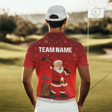 Load image into Gallery viewer, Funny Santa Golf Red Christmas snowflake pattern Men&#39;s Golf Polo shirts Custom Xmas Golf Outfits NQS10993