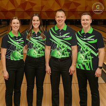 Load image into Gallery viewer, Green flame bowling 1/4 zip, mens polo bowling shirts Custom Team bowling shirts for men NQS11394
