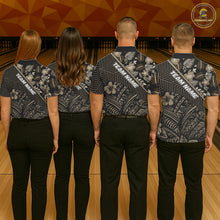 Load image into Gallery viewer, Black tribal pattern Bowling Polo, 1/4 zip Shirts For Women Custom Team Bowling Jerseys NQS11389