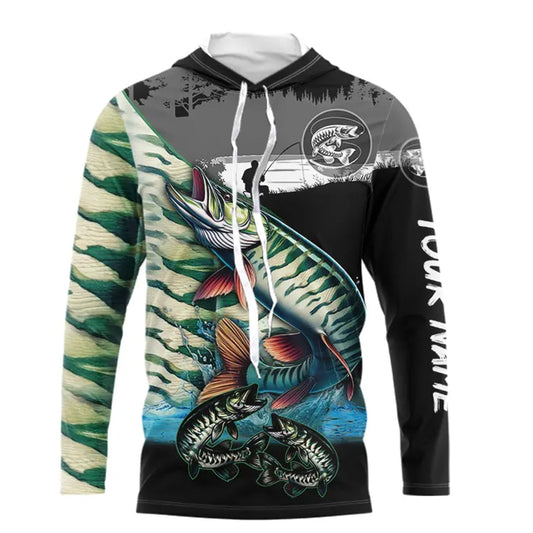 Musky fishing scales customize performance long sleeves Fishing shirts, Muskie fishing jerseys NQS5655