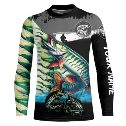 Musky fishing scales customize performance long sleeves Fishing shirts, Muskie fishing jerseys NQS5655