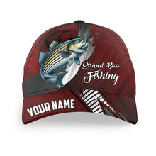 Load image into Gallery viewer, Striped Bass fishing camo hats for men, women custom baseball best Striper fishing hat | Red NQS7763