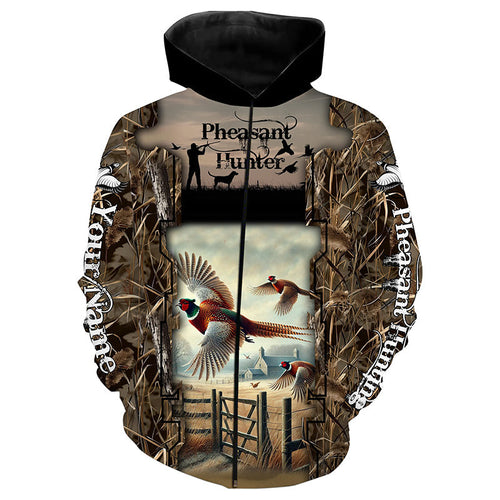 Pheasant Hunting Camo Customize Name 3D All Over Printed Shirts Personalized gift For Hunting Lovers NQS684