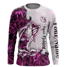 Load image into Gallery viewer, Bass fishing pink Camo Customize name sun protection long sleeves fishing shirts for men, women NQS801