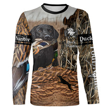 Load image into Gallery viewer, Labrador Retriever Mallard Duck hunting dog waterfowl camo custom name all over printed hunting shirts NQSD50