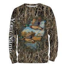 Load image into Gallery viewer, Mallard Duck hunting waterfowl camo hunting 3d shirts custom name duck hunting shirts NQSD1