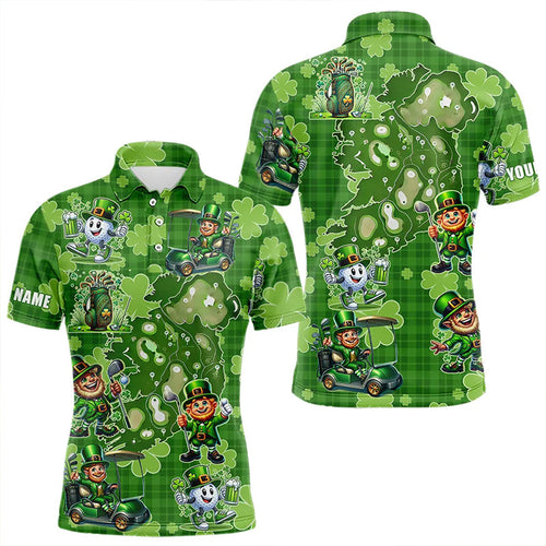 Personalized Green Shamrock Lucky Men golf polo shirts custom St patrick Day golf tops for mens NQS9327