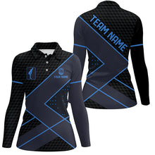 Load image into Gallery viewer, Black and Blue Womens golf polo shirts custom golf apparel for women, personalized ladies golf gifts NQS8000