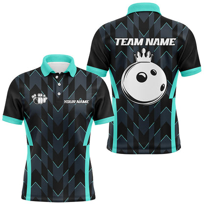 Bowling Polo, Quarter zip shirt for men custom camo bowling Team jerseys, gift for bowler | Turquoise NQS8201