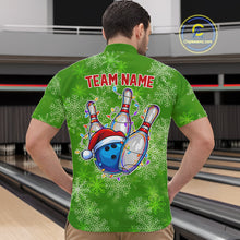 Load image into Gallery viewer, Personalized Funny Green Snowflake Christmas Bowling Team Shirts For Men, Christmas Bowling Gifts NQS10831