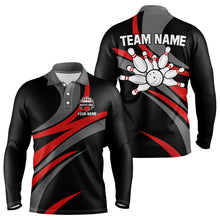 Load image into Gallery viewer, Red and Black Bowling Polo, Quarter Zip Shirts For Men Custom Bowling Team Jersey, Gift For Bowlers NQS9125