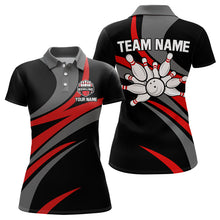 Load image into Gallery viewer, Red and Black Bowling Polo, Quarter Zip Shirts For Women Custom Bowling Team Jersey, Gift For Bowlers NQS9125