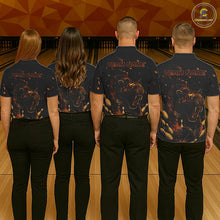 Load image into Gallery viewer, Personalized Black and Orange Tiger Bowling Team Polo, 1/4 Zip Shirts For Women, Tiger Bowling Jersey NQS11203