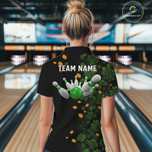 Load image into Gallery viewer, Personalized Green Clover St Patrick's Day pattern Bowling Shirts For Women, Team Bowling Jerseys NQS11206