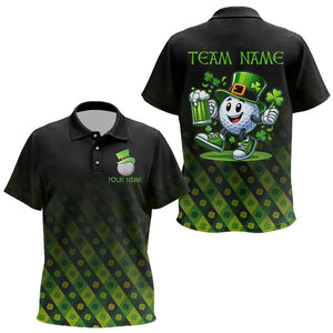 Green clover pattern Lucky golf shirt Kid polo shirts custom St patrick Day golf tops for Kid NQS9338