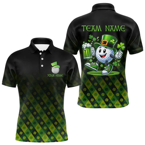 Green clover pattern Lucky golf shirt Men polo shirts custom St patrick Day golf tops for mens NQS9338