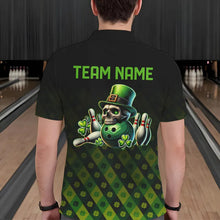 Load image into Gallery viewer, Black and Green Skull clover pattern Lucky Bowling shirts for men Custom Bowling Team league Jerseys NQS9339