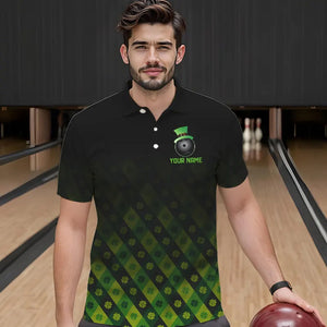 Black and Green Skull clover pattern Lucky Bowling shirts for men Custom Bowling Team league Jerseys NQS9339