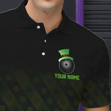 Load image into Gallery viewer, Black and Green Skull clover pattern Lucky Bowling shirts for men Custom Bowling Team league Jerseys NQS9339