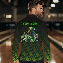 Load image into Gallery viewer, Black and Green Skull clover pattern Lucky Bowling shirts for men Custom Bowling Team league Jerseys NQS9339