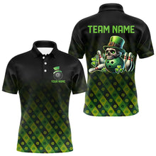 Load image into Gallery viewer, Black and Green Skull clover pattern Lucky Bowling shirts for men Custom Bowling Team league Jerseys NQS9339