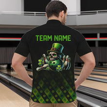 Load image into Gallery viewer, Black and Green Skull clover pattern Lucky Bowling shirts for men Custom Bowling Team league Jerseys NQS9339