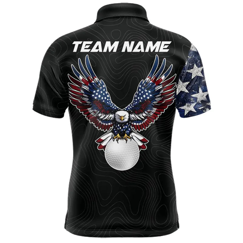 American Flag Eagle Mens Golf Polo Shirts Custom patriotic golf shirts for men, mens golf apparel NQS11407