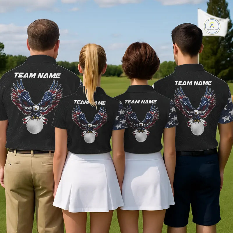 American Flag Eagle Mens Golf Polo Shirts Custom patriotic golf shirts for men, mens golf apparel NQS11407