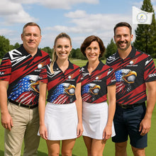 Load image into Gallery viewer, Custom Black and Red Camo American Flag Eagle Women Golf Polo shirts, patriotic team ladies golf tops NQS11608
