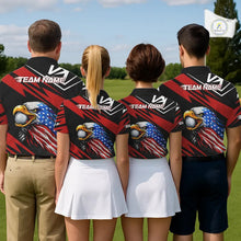 Load image into Gallery viewer, Custom Black and Red Camo American Flag Eagle Women Golf Polo shirts, patriotic team ladies golf tops NQS11608