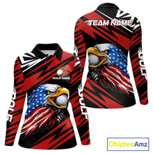 Load image into Gallery viewer, Custom Black and Red Camo American Flag Eagle Women Golf Polo shirts, patriotic team ladies golf tops NQS11608