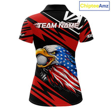 Load image into Gallery viewer, Custom Black and Red Camo American Flag Eagle Women Golf Polo shirts, patriotic team ladies golf tops NQS11608