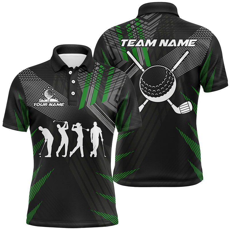 Mens golf polo shirts custom black and green golf clubs, team golf attire for men NQS7429