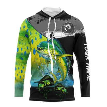 Mahi Mahi fishing scale Customize name long sleeves UV protection Fishing apparel NQS807